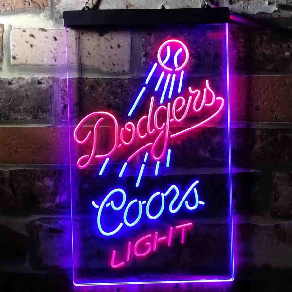 Los Angeles Dodgers Coors Light Dual LED Neon Light Sign